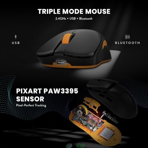 Image of Cosmic Byte Velox 39g Ultra-Light Tri-Mode Gaming Mouse | PixArt PAW3395 Sensor | 26,000 DPI | 650 IPS | 50G Acceleration | Paracord Cable | PTFE Feet | 1000Hz Polling | 230mAh Battery (Black)