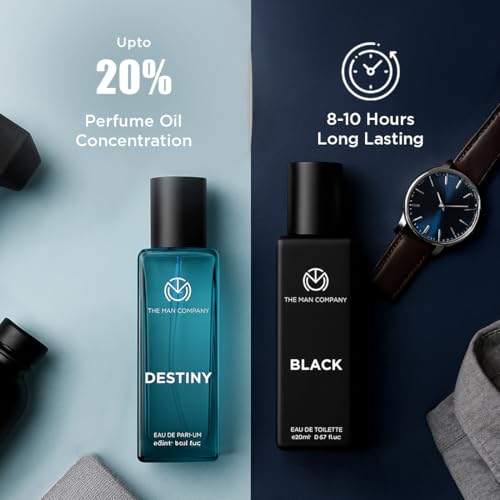Image of The Man Company Fragrance Fusion Duo, Black and Destiny Perfume Gift Set | Eau De Parfum Set, 20ml x 2 | Gift for Man | Long-Lasting EDP for Men | Premium Perfume for Man | Valentine Gift Set For Husband, Boyfriend