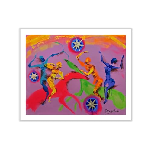Monem Art Expressive Nude Figures Surreal Painting Print - Contemporary