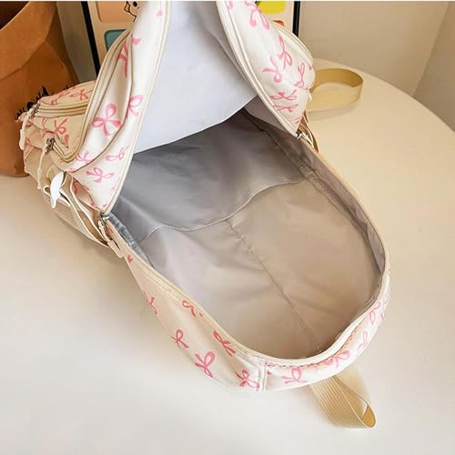 Bow Backpack for Women 3pcs Set, Kawaii Backpack Rucksack Aesthetic, Large Capacity Daypack with Crossbody Bag (Rose Red)4
