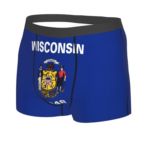CUTEDWARF Flag of Wisconsin Men's Boxer Briefs Elastic Waistband Briefs Men's Boxer Briefs2