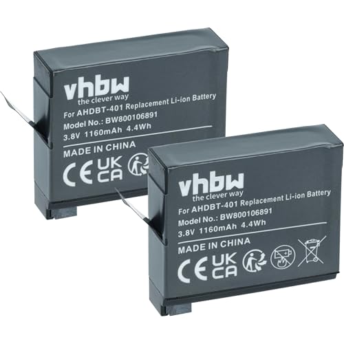 vhbw 2X Batería Compatible con GoPro HD Hero 4 Silver Edition Surf cámara de vídeo (1160 mAh, 3,7 V, Li Ion)