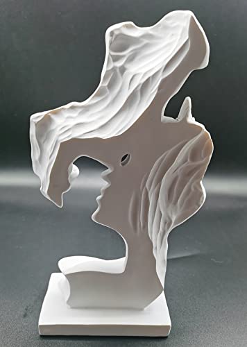 Estatua abstracta de pareja besándose en resina blanca miniatura 4