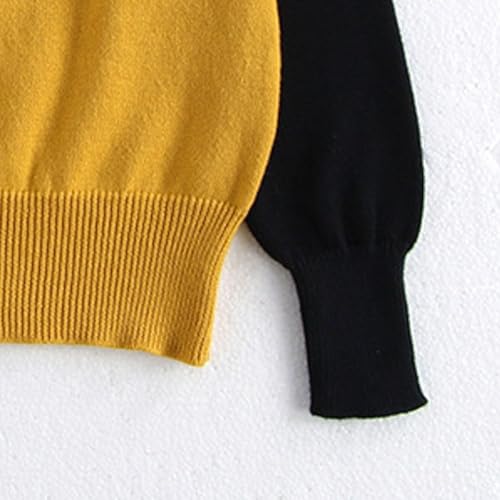 Girls Contrasting Sweaters Long Sleeve Knit Sweater Round Neck Pullover Lightweight Fall Winter Tops3