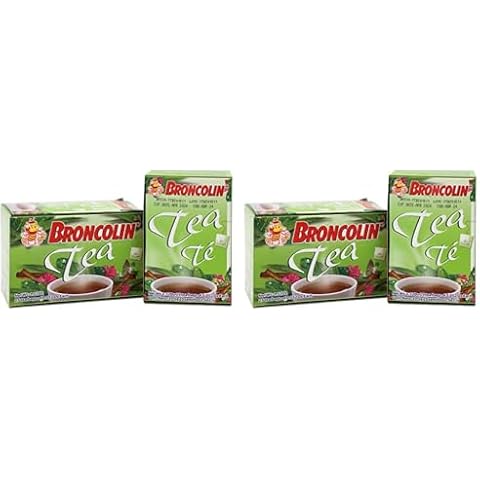 Broncolin Tea, Natural Remedy, Herbal Tea made with Plant Extracts, Helps Soothe an Irritated Throat, 4-Pack of 25 Tea Bags, 4 Boxes Cover