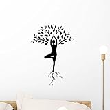 Wallmonkeys Yoga Tree Pose Silhouette Wall Decal Peel and Stick Business Graphics (18 in H x 15 in W) WM73072