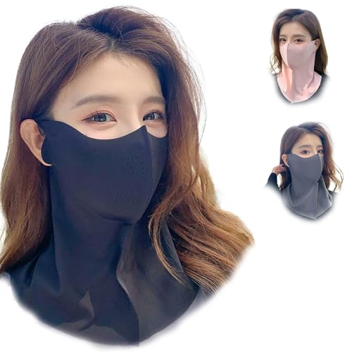 フェイスカバー 夏用 3D立体デザイン 日よけマスク 冷感 爽クール uvカット 顔 日焼け対策 調節可能 繰り返し 紫外線対策 ゴルフ テニス ランニング 釣り 屋外での使用 ゴルフ テニス ランニング 釣りに適しています (ブラック,2個)