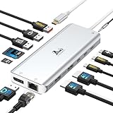 Gigabit Ethernet et PD 100 W : le port Gigabit Ethernet RJ45 permet des téléchargements rapides de films et réduit les retards de jeu. Le port de charge PD vous permet de charger votre ordinateur avec une puissance d'entrée de 100 W et une puissance de sortie de 85 W. Pour des performances optimales, nous vous recommandons un chargeur PD de 65 à 100 W qui prend en charge le protocole PD (non inclus). Cette station d'accueil pour ordinateur portable dispose également d'une prise combinée audio/microphone de 3,5 mm ainsi que de emplacements pour cartes SD et Micro SD pour vos besoins quotidiens
