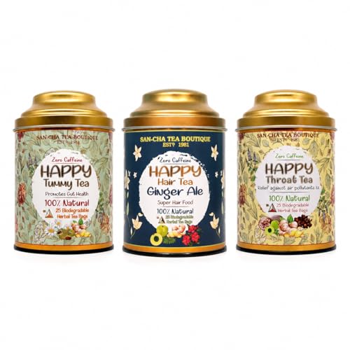 Image of Sancha Tea Boutique, Happy Bundle, Herbal Tea Gift Collection, 75 Caffeine-Free Pyramid Tea Bags, Premium Herbal Tisane Assortment Value Pack