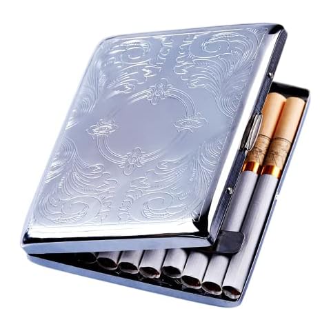 IRYNA Silver Metal Cigarette Case for Men Cover