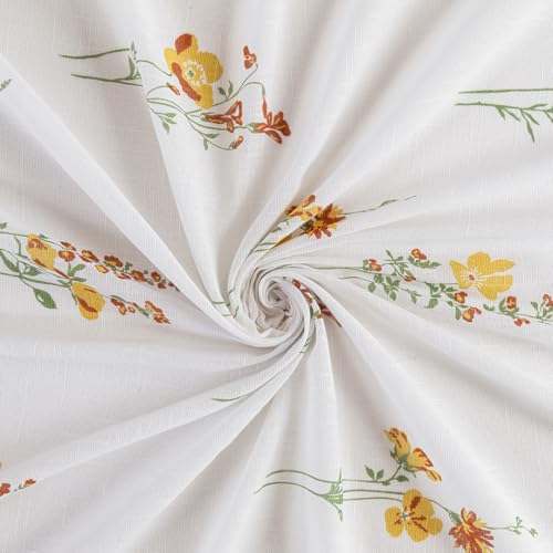 Image of HOMEMONDE Cotton Curtains for Window - Transparent Sun Light Filtering Sheer 6 Feet Curtain, Rod Pocket Top Style Pack of 2 - (Opulent Bloom, 72 Inch)