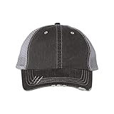 Mega Cap Herringbone Unstructured Trucker Cap One Size Black/ Grey