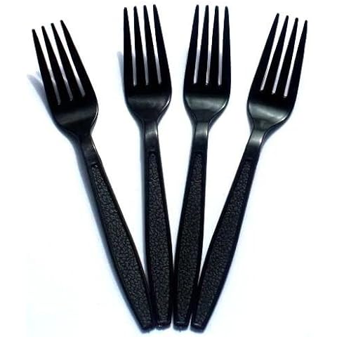 Kitchenquip Black Premium Fork(Pack of 50) Reusable, Tableware Cover