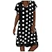 MORCHAN Mode féminine Casual Vrac Polka Dot Imprimer Colorblock Manches Courtes col en V Robe(Noir/XX-Large)