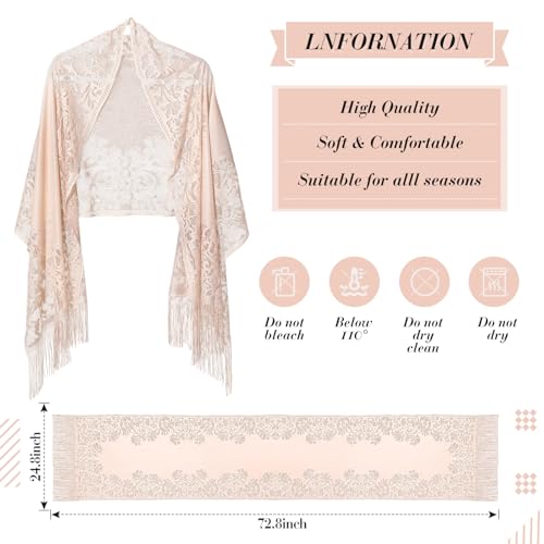 Sintege 6 Pcs Summer Shawls for Wedding, Women Lace Fringe Wraps Bridesmaid Scarf Bulk for Evening Dress Party2