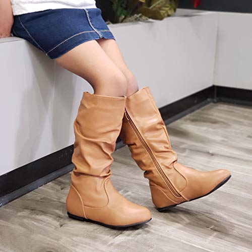 Jazamé Little Girls Mila Tall Knee High Zipped Round Toe Riding Dress Boots3