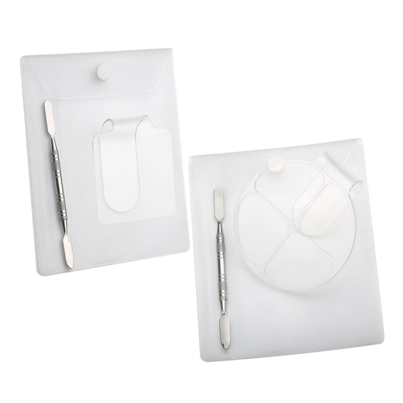 Generic2 Sets Palette Knife Makeup Make up Paint Watercolor Tool Tray Clear Tray Handheld Cosmetic Handmade Rings Nail Art Color Tray Clear Fingernail Polish Foundation White Acrylic Mix