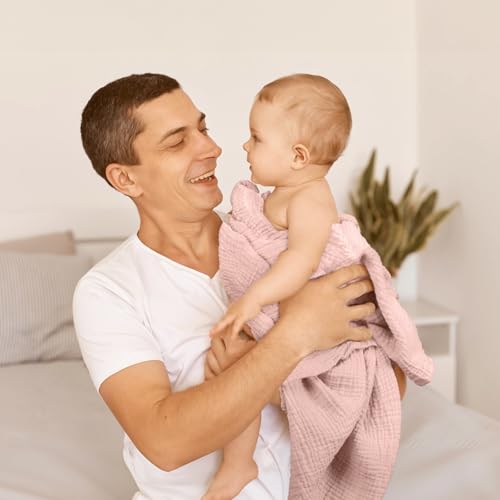 Image of lulumoon Muslin Swaddle Blankets for Baby: Cotton & Soft Receiving Blanket for Newborn with Branche Printed- Neutral Gift for Baby Shower 2pack(Bunny)