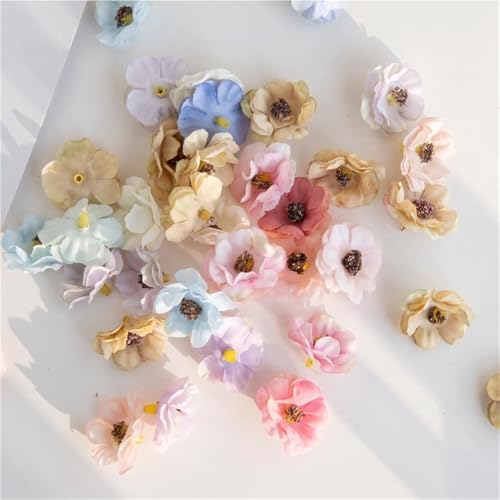 100 piezas flores artificiales Jazmín de seda 3cm miniatura 6