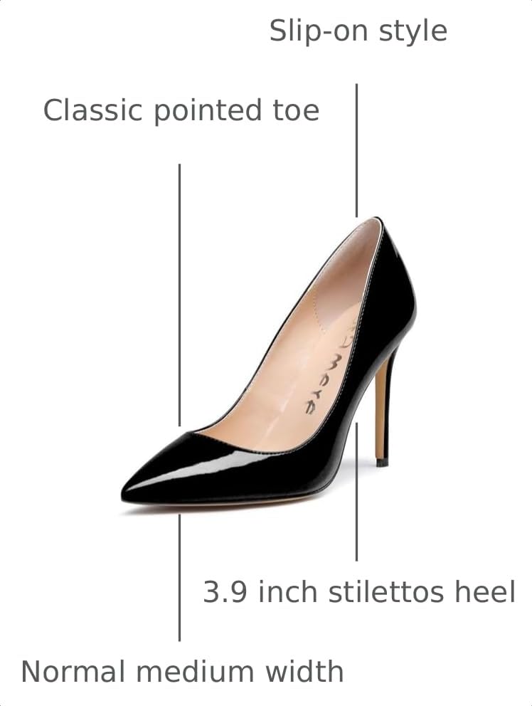 Image of Castamere Womens High Heels Pointed-Toe Slip-on Stilettos Pumps 4Inch Heel Shoes