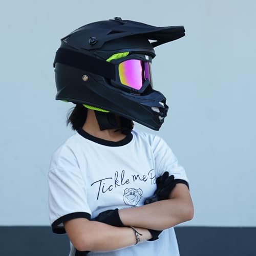 Image of Youth Kids Dirt Bike Helmet for Boys & Girls,F001 Full Face Motorcycle Helmet for Off-Road ATV Street Riding Four Wheeler Mountain Bike with Goggles Gloves,DOT Approved