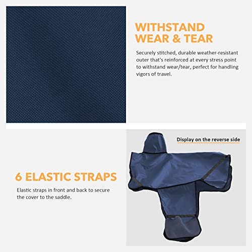 Image of Harrison Howard 600 Denier Splash-Resistant Protective Saddle Cover Protection from Scratches, Direct Sunlight, and Dust /Debris Keeps Saddle in Pristine Condition-Navy