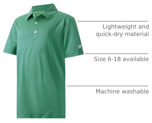 Image of Boys Polo Shirts Short Sleeve Striped Performance Moisture Wicking Dry Fit Golf Shirts for Boys Youth Kids