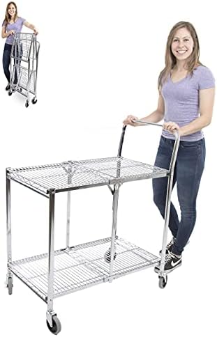Stand Steady Original Tubstr | Collapsible Wire Cart | 2 Shelf Wire Utility Cart Provides Convenient Transport | Holds 200 Pounds and Folds Up for Storage | Commercial Grade