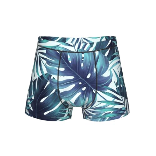 bghdfa Ropa interior elástica transpirable con estampado de hojas de palma tropicales con cintura ancha cómoda y flexible y bolsa en forma de U 3D, Negro, L