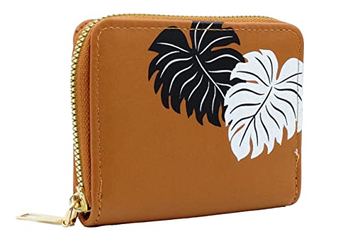 Image of Brown Mini Wallets for Women - Secure Credit Card Holder with Zipper