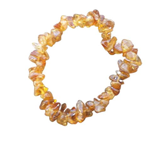 [A&S Crystals] CITRINE Natural Stone Gemstone Stretchy Chip Bracelet