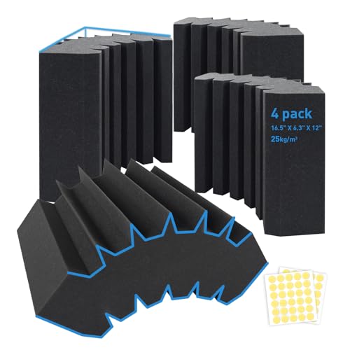 4 Pack Large Curved Bass Traps Foam