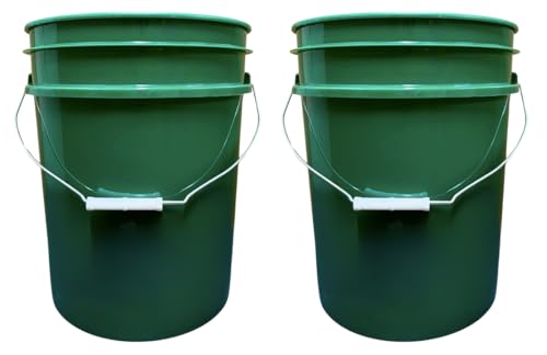 House Naturals 5 Gallon Premium HPDE Plastic Bucket - Made in USA Food Grade Storage Container, BPA Free All Purpose Pail (2, Dark Green)