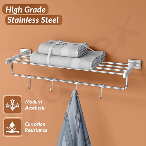 Image of Plantex Stainless Steel Towel Rack for Bathroom /Towel Stand /Towel Hanger /Towel Holder /Bathroom Accessories - Nexa (Chrome) 24 Inch