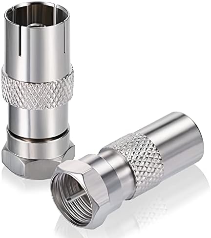 Bingfu TV Aerial Adapter F Type to Coax Adapter Connector F-plug to Coax Plug and F-plug to Coax Coupling (Pack of 2) for Antenna Cables, Aerial Cables, Satellite Cables, Coaxial Cables
