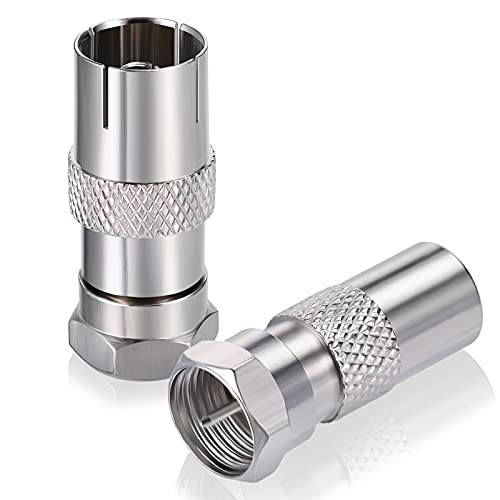 Bingfu Adapter anteny telewizyjnej złącze anteny koncentrycznej F wtyczka do telewizora męski i żeński adapter sprzęgło (2 sztuki) do anteny, kabli satelitarnych, koncentrycznych