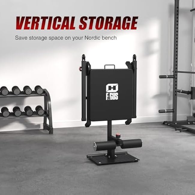 Pro Adjustable Nordic Bench - 8-Level Hamstring Curl & Glute Machine with Wheels, Vertical Storage Home Gym Equipment