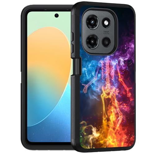 FQTBCEARI Case for Motorola Moto G Power 5G 2026 / Moto G Power 5G 2025, Military Grade Heavy Duty 3-Layer Shockproof Drop Full-Body Protective Phone Cover, Colorful Skeletons and Smoke