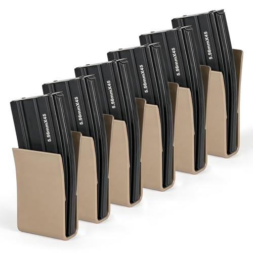LONLOKE Mag Pouch Insert Clips Set for M4 223 5.56 7.62 308 Magazine Holder with Removable Backing Hook Panel (CB, 6 Pcs)