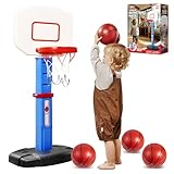 JOYIN Toddler Basketball Hoop Indoor, Adjustable Basketball Goal for Kids with 4 Balls, Game Toys for Playroom Pool Outdoor, Birthday Gift for Baby Boys Girls Age 1 2 3 4 - Air Pump Included