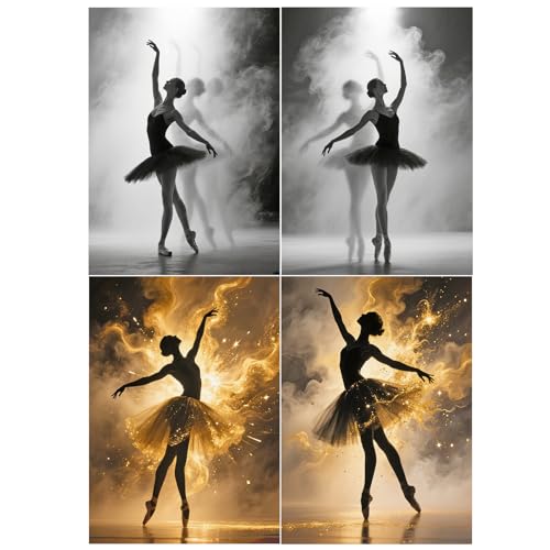 TDFERAN Lot de 4 Peintures Diamant Danseuse 30x40cm Diamond Painting Danseuse Ballerine Painting Diamant Ange Elfe Fée Canevas Diamant Femme Ballet Tableau...