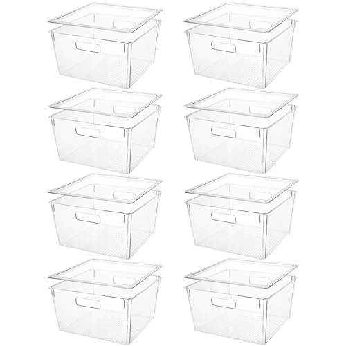 ShelfShaper Contenedores de almacenamiento de plástico transparente extra grandes con tapas, perfectos para almacenamiento de cocina o despensa y organización de nevera