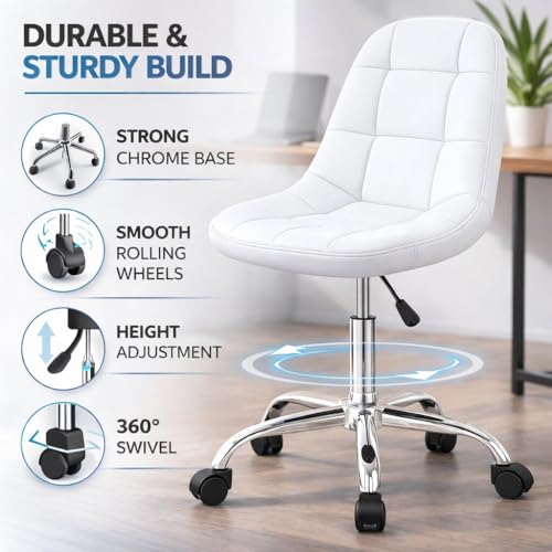 Image of NGFC Modern Leather Office Chair || Adjustable Task Chair with Rolling Wheels for Home /Doctor /Salon /Spa /Cafe /Bar /Stool Chair