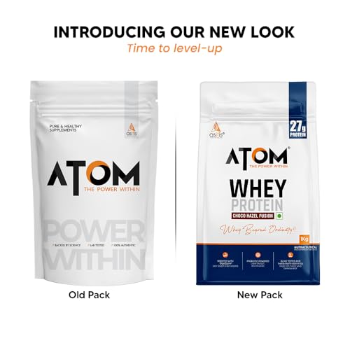 Image of AS-IT-IS Nutrition ATOM Whey Protein 1kg | 27g protein | Isolate & Concentrate | Choco Hazel Fusion | USA Labdoor Certified | With Digestive Enzymes for better absorption
