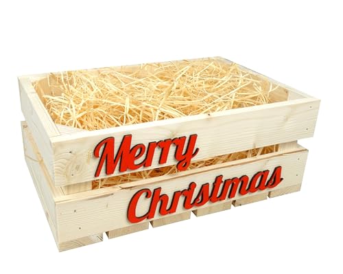 GoodFreshDecor Holzkiste Weihnachten Kiste Korb Adventskiste 30 x 20 x...