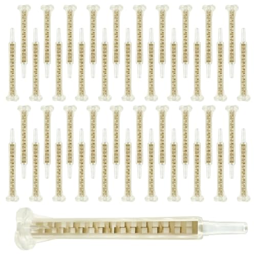 CONNECTION 50 Pièces Buse Bi Composant F6-16 Buse De Mélange Statique 1:1 Buse Mélangeuse Époxy AB Tube De Mélange Pour Aiguille AB Pistolet à Colle 2K Colle Bi-Composant pour Génie Civil (Doré)