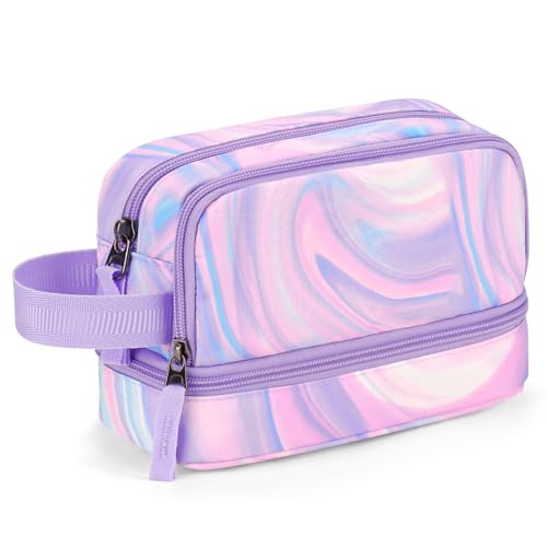 Image of Choco Mocha Purple Pencil Case for Girls, Large Soft Zipper Pencil Pouch for Teen Girls, Pencil Bag for Kids Girl with 3 Compartments, Liquid Purple