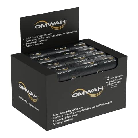 OMWAH Professional Neck Strips (1 Carton- 720 Pieces) - 12 Packs With 60 Per Pack for Hair Cutting, Barber and Salon Use Cover