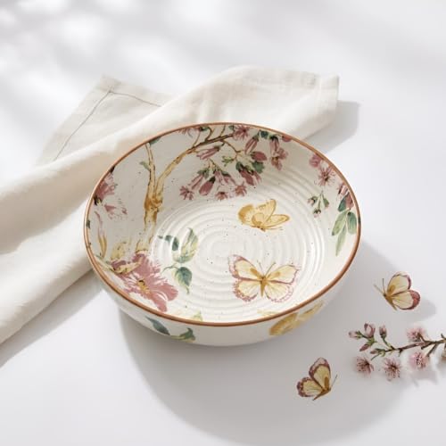Image of SNS Pushpanjali Ceramic Serving Bowl | Premium Salad & Snacks Bowl | Semi-Matt Floral Dinnerware for Oats Pasta Fruits & Desserts | Tableware for Gifting (Pushpanjali Kitchenware Bowl, 1 Piece)