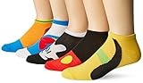 Disney mens Mickey Mouse 5 Pack No Show Casual Sock, Assorted, 10 13 US